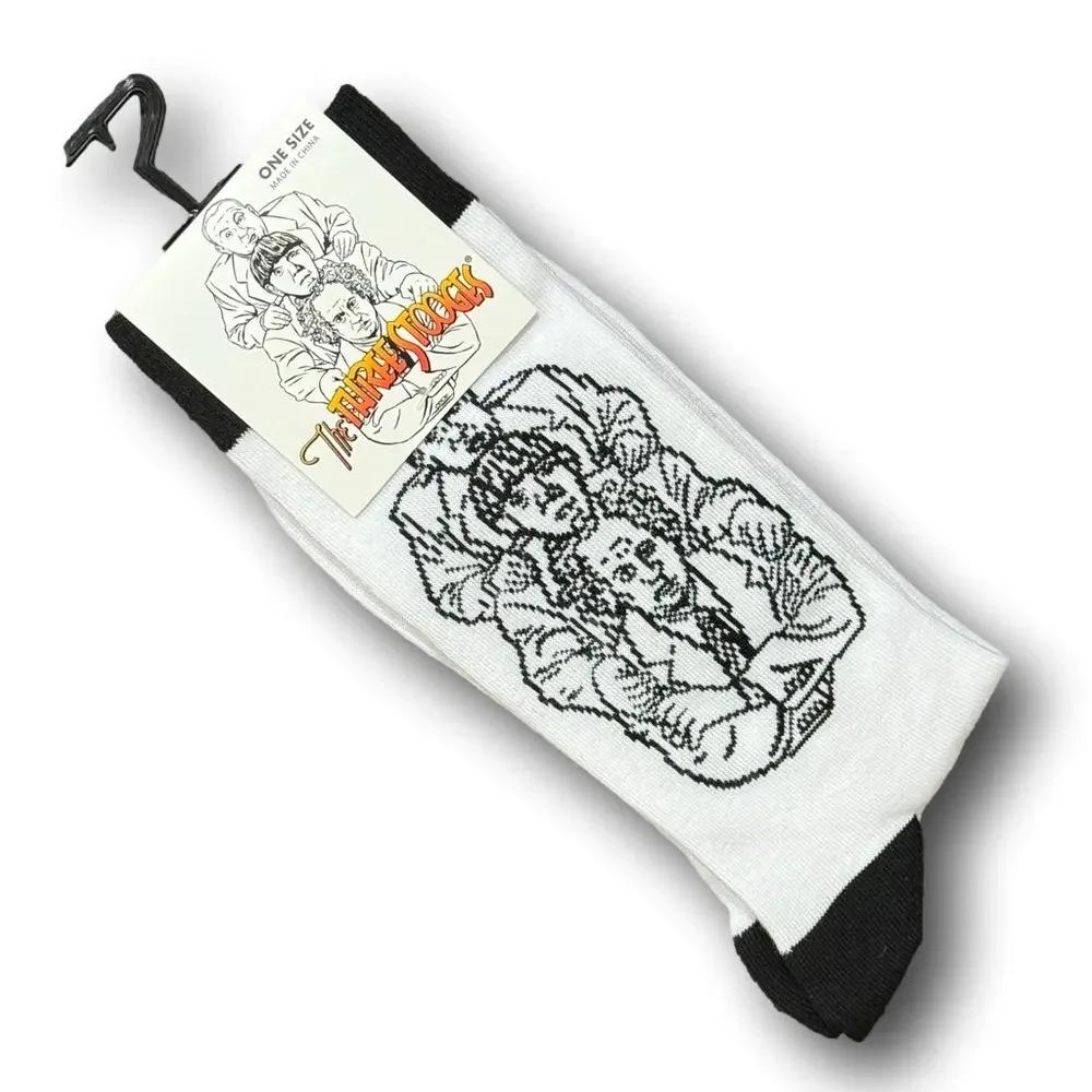 3/$20 The Three Stooges: Larry, Curly & Moe Funny Novelty Crew Socks - NWT
